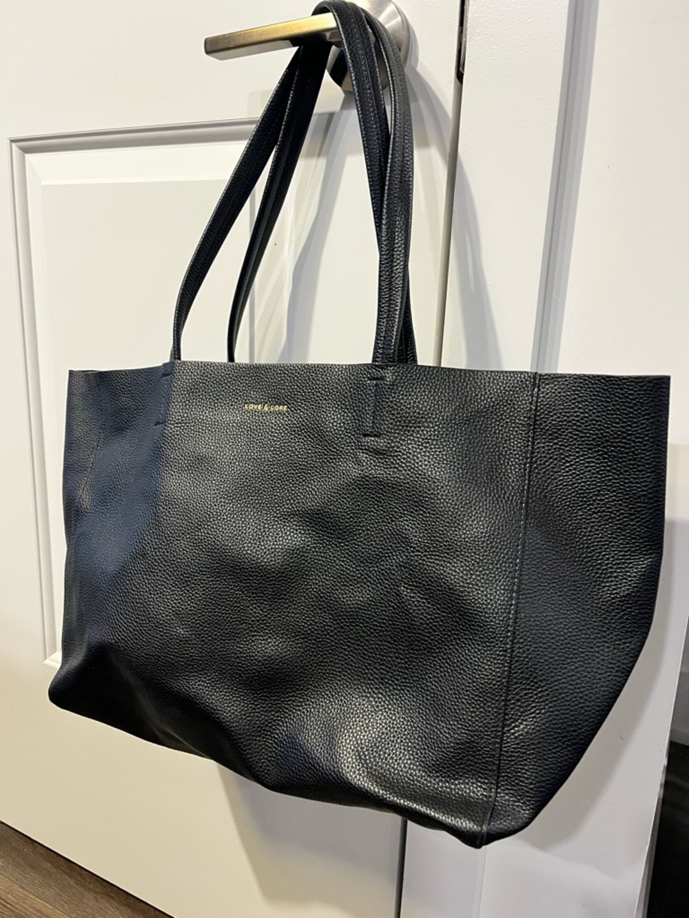 Love & Lore Black Pebbled Leather Tote + pouch